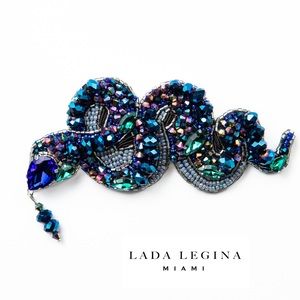 Midnight Blue Sapphire Snake Brooch
